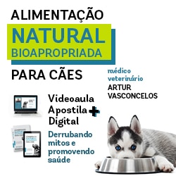 Banner do curso de alimentação natural bioapropriada para cães do médico veterinário Artur Vasconcelos.
